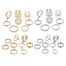 Minimalist Gold Sliver Rings Set For Women 2019 Punk Geometric Crystal Round Twist Knuckle Ring Female Fashion Finger Jewelry