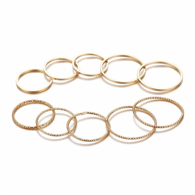 Minimalist Gold Sliver Rings Set For Women 2019 Punk Geometric Crystal Round Twist Knuckle Ring Female Fashion Finger Jewelry