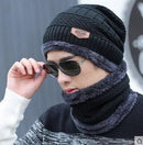 Hot Selling 2pcs Ski Cap and Scarf Cold Warm Leather Winter Hat for Women Men Knitted Hat Bonnet Warm Cap Skullies Beanies