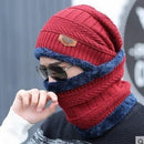 Hot Selling 2pcs Ski Cap and Scarf Cold Warm Leather Winter Hat for Women Men Knitted Hat Bonnet Warm Cap Skullies Beanies
