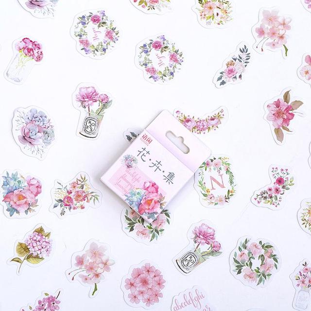 50pcs/pack Cute Flower Unicorn Posters Mini Paper Sticker Decoration Diary Scrapbooking Label Sticker Stationery