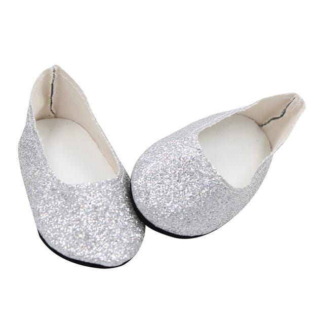 New Fashion Baby Sequins Doll Shoes 7cm Manual Shoes Lovely 43cm Dolls Baby New Born and 18 inches American Doll Free Shipping