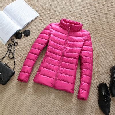 Winter Women 90% Ultra Light Down Jacket White Duck Down Hooded Jacket Long Sleeve Warm Coat Parka Female Solid Portable Outwear