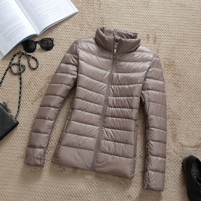 Winter Women 90% Ultra Light Down Jacket White Duck Down Hooded Jacket Long Sleeve Warm Coat Parka Female Solid Portable Outwear