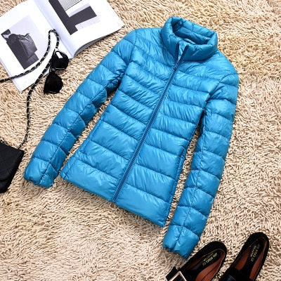 Winter Women 90% Ultra Light Down Jacket White Duck Down Hooded Jacket Long Sleeve Warm Coat Parka Female Solid Portable Outwear