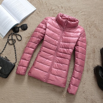 Winter Women 90% Ultra Light Down Jacket White Duck Down Hooded Jacket Long Sleeve Warm Coat Parka Female Solid Portable Outwear