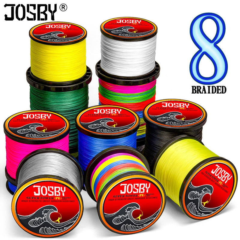 JOSBY Pesca Fly Fishing Line 8 Strand PE Carp Braided Wire Peche Sea Spinning Multifilamento Cord 12~120LB 1000M 500M 300M 150M