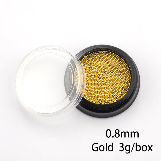3g Nail Art Mini Stainless Steel Metal Bead Grey Rose Gold Small Micro Caviar Nails Beads 3D Decorations