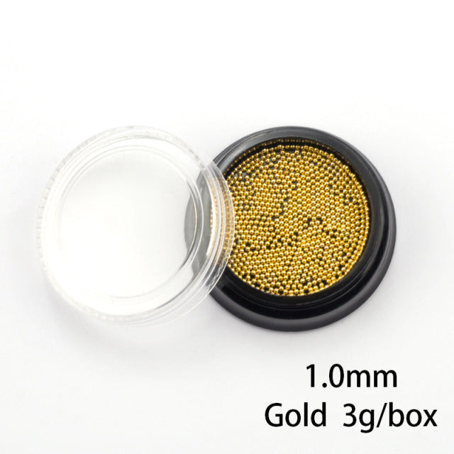 3g Nail Art Mini Stainless Steel Metal Bead Grey Rose Gold Small Micro Caviar Nails Beads 3D Decorations