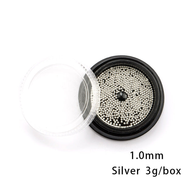 3g Nail Art Mini Stainless Steel Metal Bead Grey Rose Gold Small Micro Caviar Nails Beads 3D Decorations