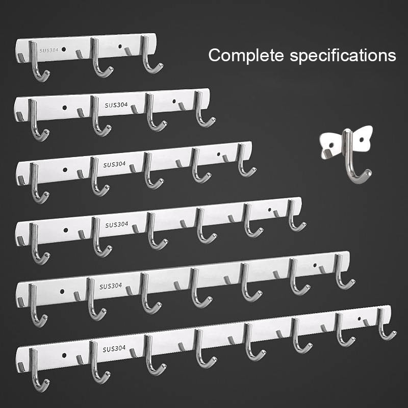 304 Stainless Steel Hook Punch-free Hooks Bathroom Towel Hook Strong Seamless Kitchen Hooks Metal Storage Rack Organizer