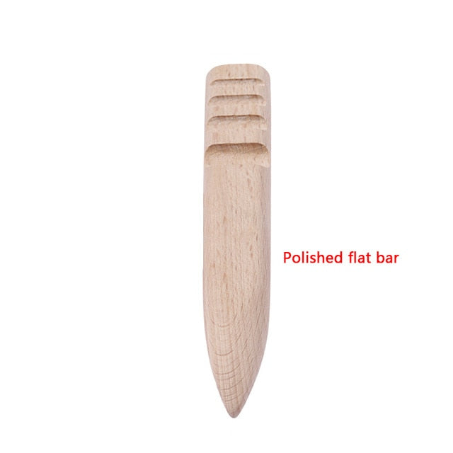 Multi-Size Wood Slicker Leather Solid Wood Round Burnishing Edge for Polished Edge Leather Craft Working Tool