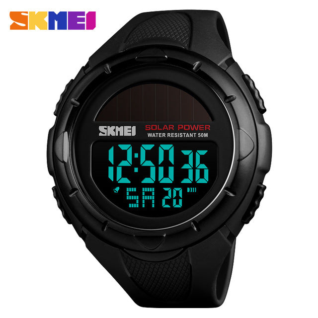 SKMEI Men Luminous Watches Sport Digital Mens Wristwatches Solar For Power Enviormentally Alarm Male Clock reloj hombre 1405