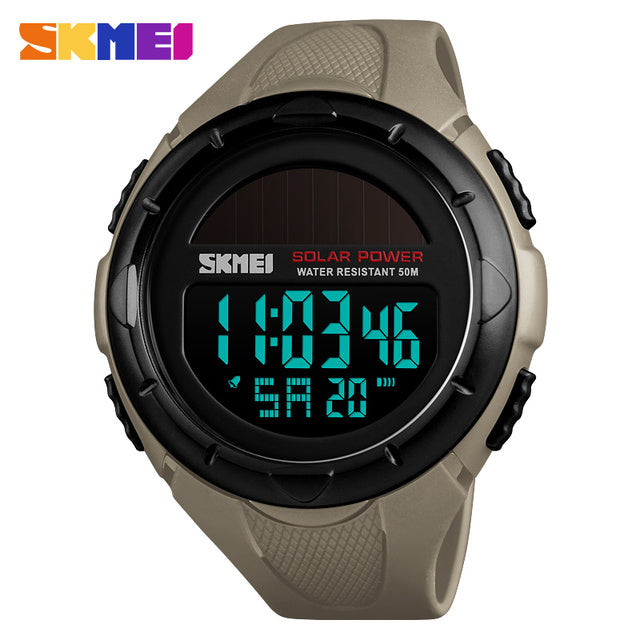 SKMEI Men Luminous Watches Sport Digital Mens Wristwatches Solar For Power Enviormentally Alarm Male Clock reloj hombre 1405