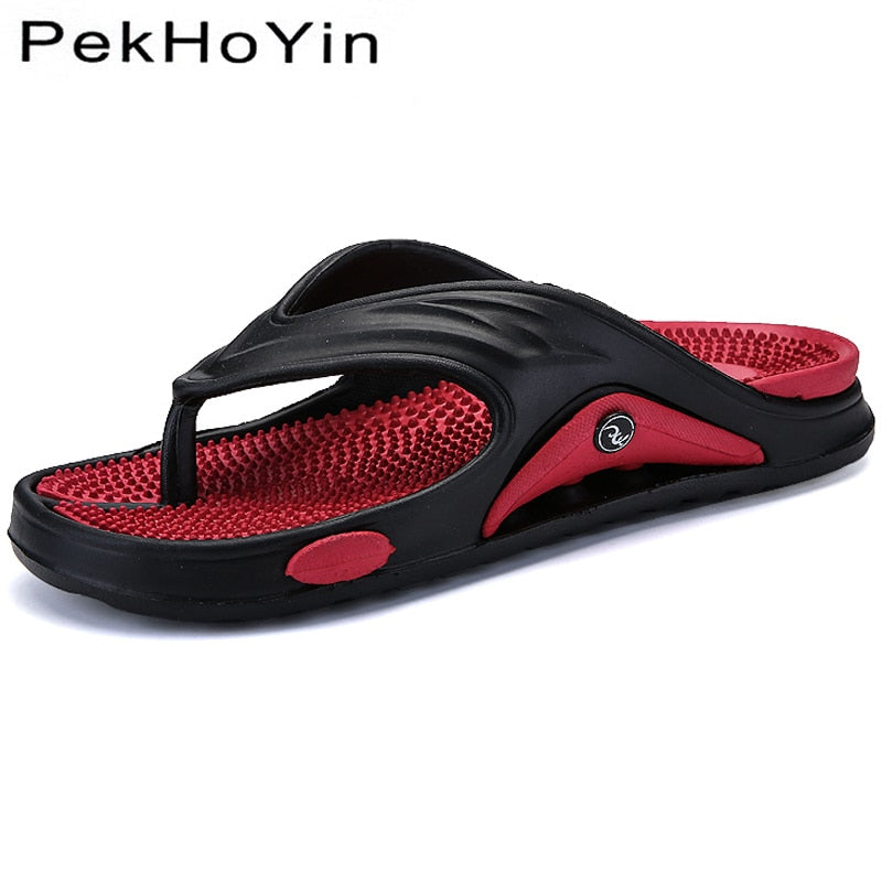 Soft Men Slippers Shoes Big Size Fashion Massage Summer Water Male Sandals High Quality Flat Beach Shoes Non-slip Mens Flip Flop
