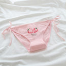 Lolita Pink Printing Strawberry Pattern Women's Underwear Cotton Lacing Up Sexy Panties Students Sweet Briefs Lingerie Cosplay