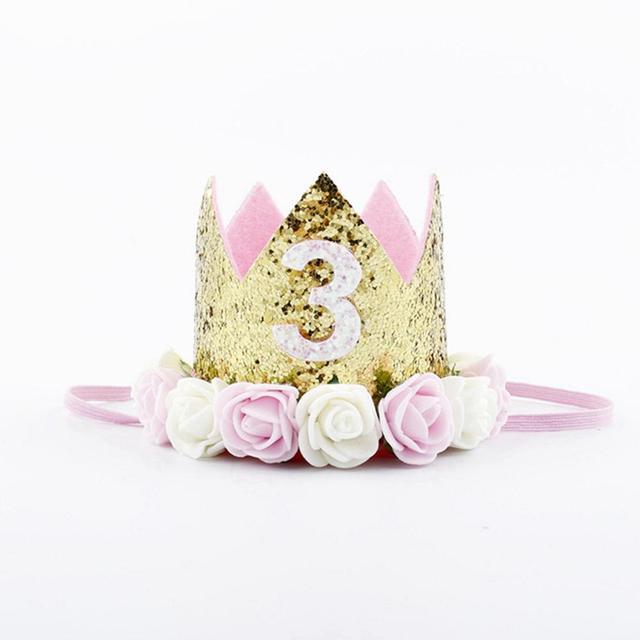 Taoup 1pc One First Birthday Party Hats 1st 2nd 3rd Crown Birthday Hats Number One Party Decors Kids Accessories Newborn Child