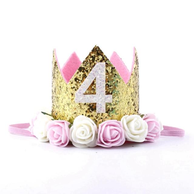 Taoup 1pc One First Birthday Party Hats 1st 2nd 3rd Crown Birthday Hats Number One Party Decors Kids Accessories Newborn Child