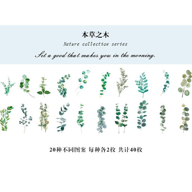 40pcs/pack Refreshing Plants Flower Sticker Decoration Stickers Diary Scrapbooking Label Sticker Stationery