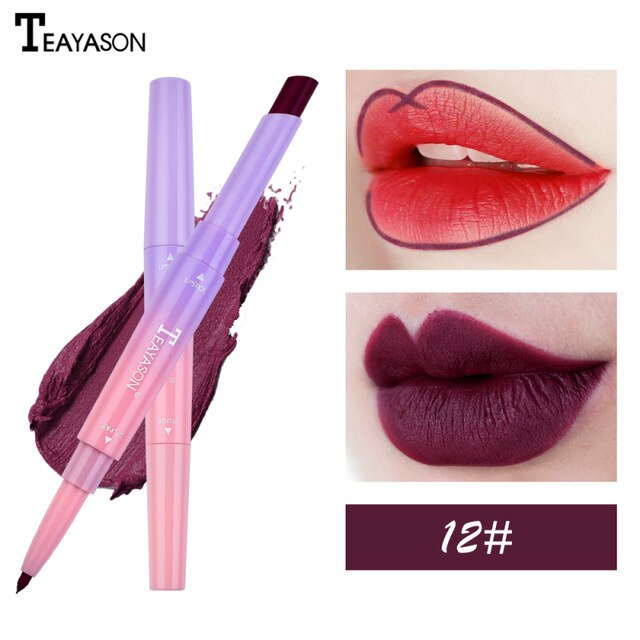 Dual Lipstick / Lip Liner Natural Matte Long Lasting Moisturizing Lipstick