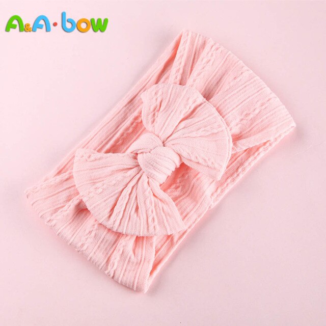 1pcs Cable Knit Nylon Bow Headwrap, One size fits all nylon headbands, wide nylon headbands, baby headbands, Knot bow headwear