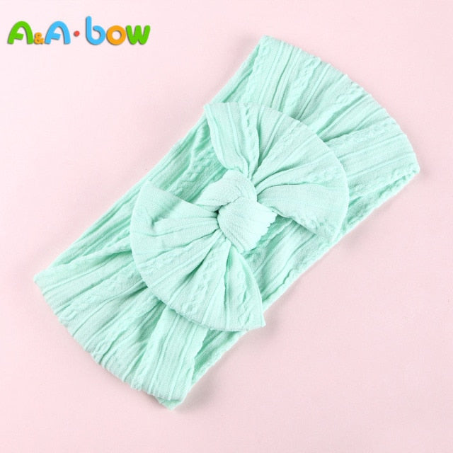 1pcs Cable Knit Nylon Bow Headwrap, One size fits all nylon headbands, wide nylon headbands, baby headbands, Knot bow headwear