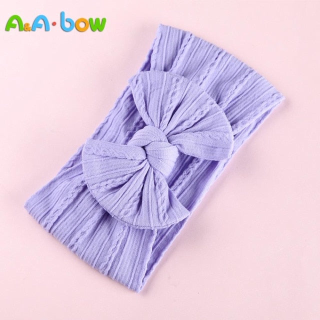 1pcs Cable Knit Nylon Bow Headwrap, One size fits all nylon headbands, wide nylon headbands, baby headbands, Knot bow headwear
