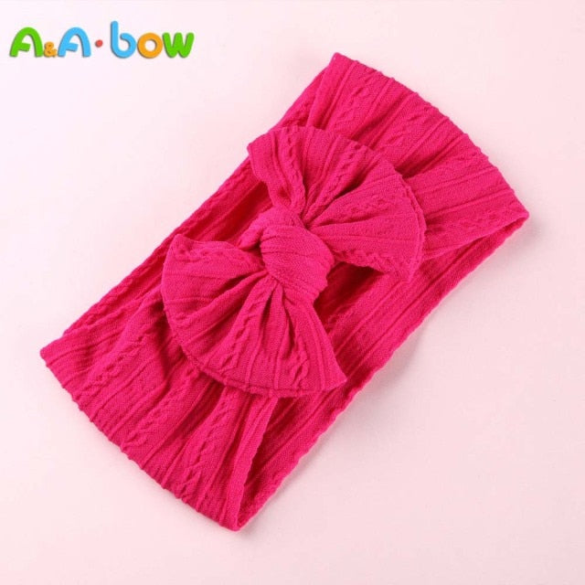 1pcs Cable Knit Nylon Bow Headwrap, One size fits all nylon headbands, wide nylon headbands, baby headbands, Knot bow headwear