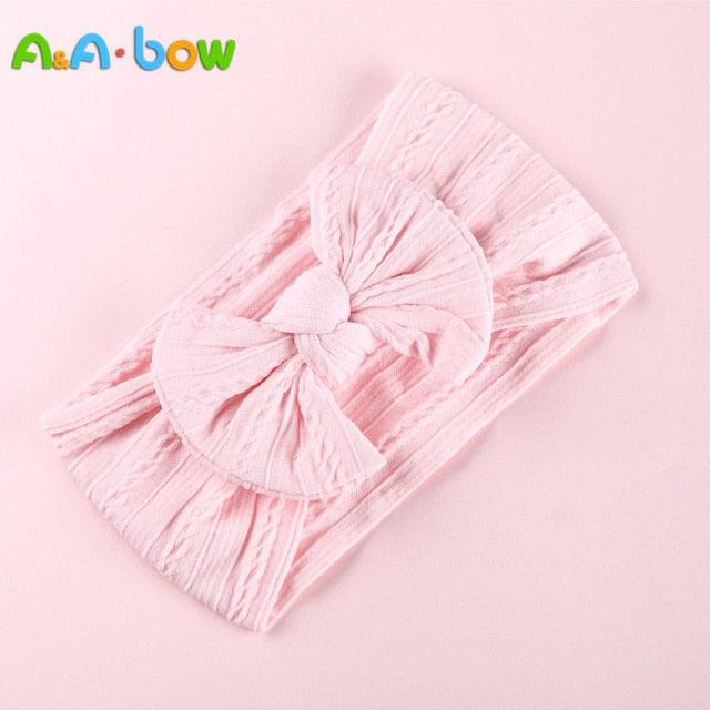 1pcs Cable Knit Nylon Bow Headwrap, One size fits all nylon headbands, wide nylon headbands, baby headbands, Knot bow headwear