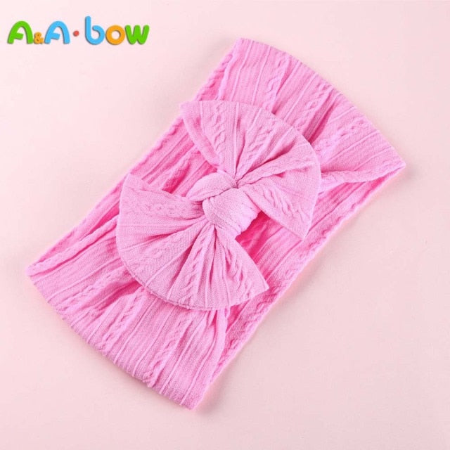 1pcs Cable Knit Nylon Bow Headwrap, One size fits all nylon headbands, wide nylon headbands, baby headbands, Knot bow headwear