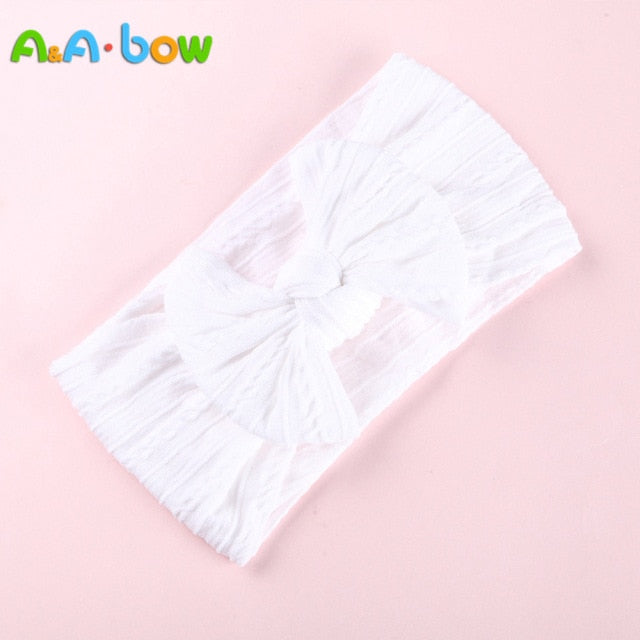 1pcs Cable Knit Nylon Bow Headwrap, One size fits all nylon headbands, wide nylon headbands, baby headbands, Knot bow headwear