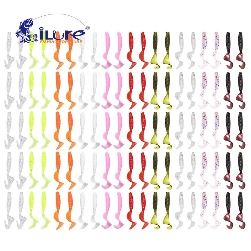 100 Pcs/lot Fishing Lures 40mm 0.4g Wobblers Carp Fishing Soft Bait Swimbait Tail Grub Lures Silicone Artificial Fishing Tackle
