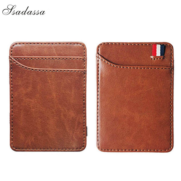 New Fashion Slim Men's Leather Magic Wallet Korea Designer Credit Card Holder Women Small Cash Clip Bilfold Man Clamps for Money
