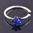 Men Women Fake Crystal Nose Piercing Body Jewelry Floral Nose Hoop Nostril Nose Ring Tiny Flower Helix Cartilage Tragus Ring