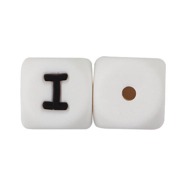 Joepada 12mm 10pcs Silicone Beads Letter Baby Teether Beads In sert Name on Pacifier Chain Clips Chewing Alphabet Beads Baby Toy