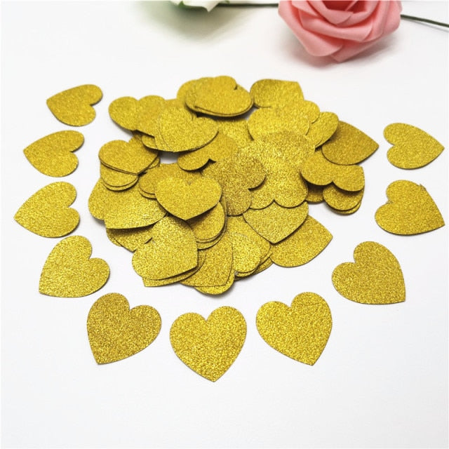 100pcs Glittler Rose Gold 3cm Heart Paper Confetti Wedding Card Paper Confettis Birthday Party Supplies Baby Shower Decor