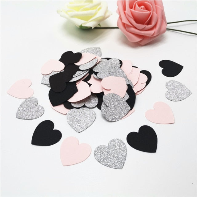 100pcs Glittler Rose Gold 3cm Heart Paper Confetti Wedding Card Paper Confettis Birthday Party Supplies Baby Shower Decor