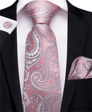Elegant Men Silk Peach / Peach Tie And Cufflinks Set