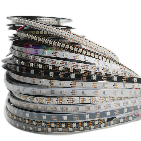 WS2812B Smart pixel led strip light;1m/2m/3m/4m/5m WS2812 IC;30/60/144 pixels/leds/m;IP30/IP65/IP67,DC5V led lamp tape