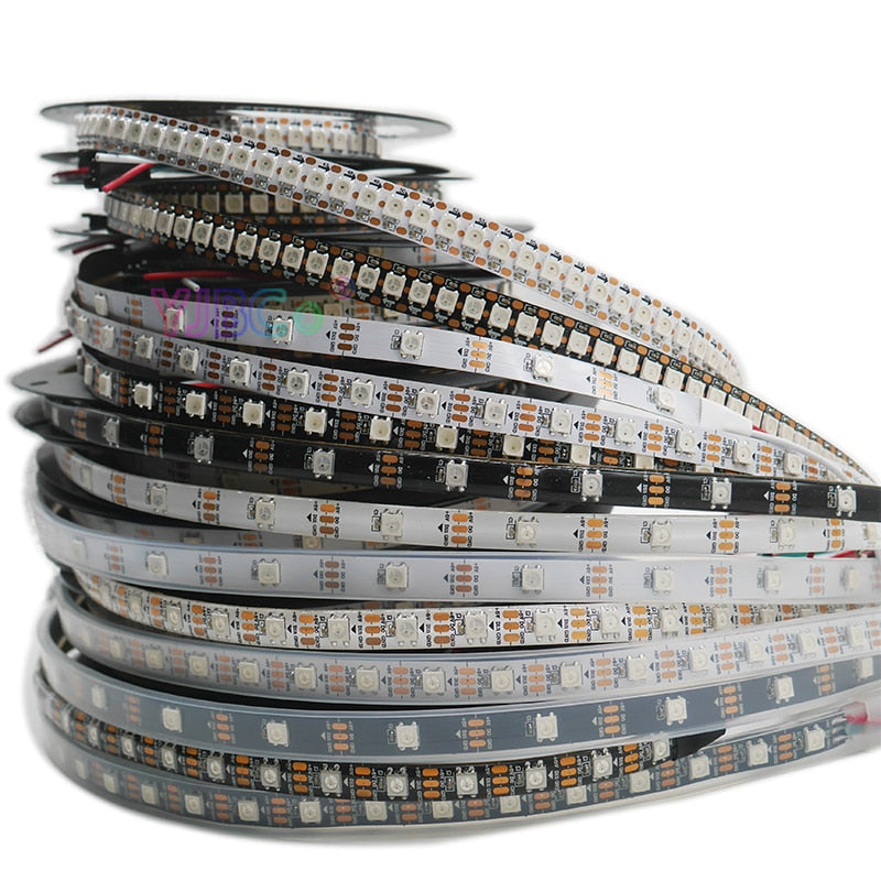 WS2812B Smart pixel led strip light;1m/2m/3m/4m/5m WS2812 IC;30/60/144 pixels/leds/m;IP30/IP65/IP67,DC5V led lamp tape