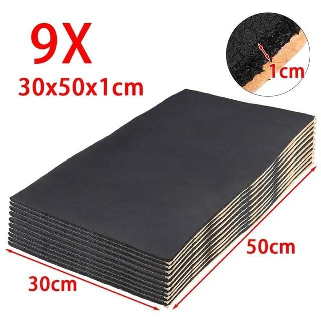 9X 1cm 0.6cm Car Sound Hot Deadener Mat Noise Proof Bonnet Insulation Deadening Engine Firewall Heat Foam Cotton Sticker 30x50cm