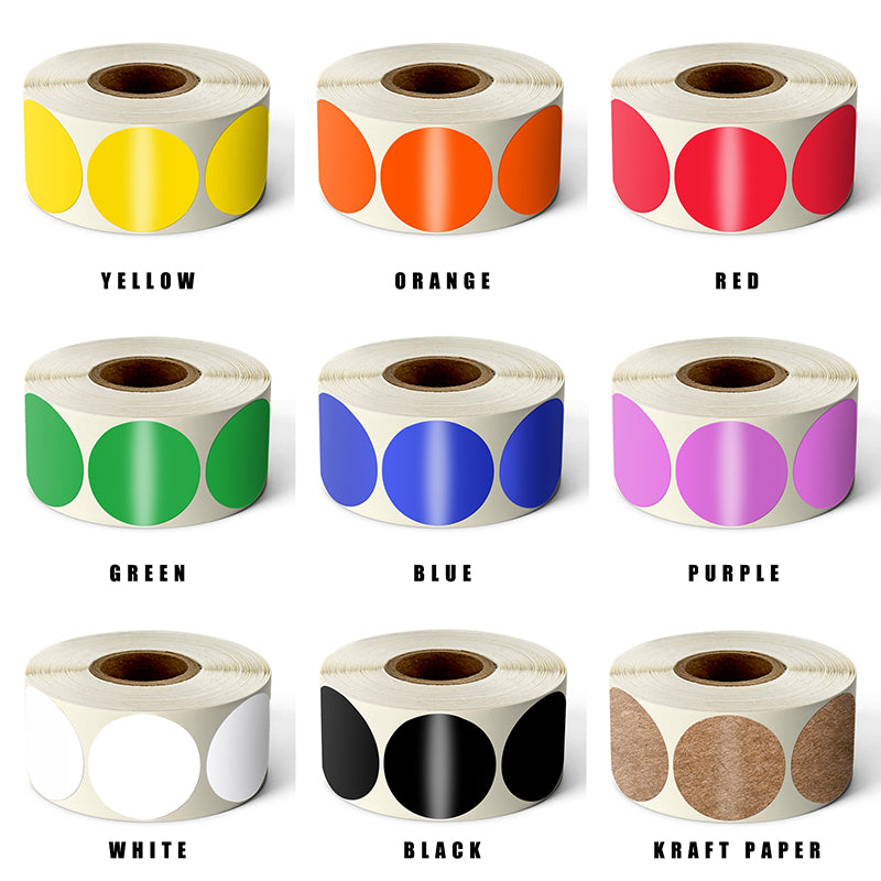 500Pcs/Roll Chroma Label Color Code Dot Labels Stickers 1 Inch Red, Green, White,Yellow,Blue,Pink,Black,Stationery Stickers