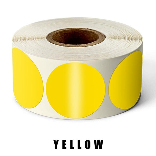 500Pcs/Roll Chroma Label Color Code Dot Labels Stickers 1 Inch Red, Green, White,Yellow,Blue,Pink,Black,Stationery Stickers