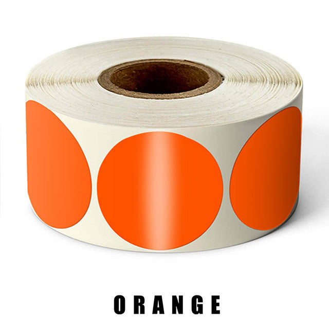 500Pcs/Roll Chroma Label Color Code Dot Labels Stickers 1 Inch Red, Green, White,Yellow,Blue,Pink,Black,Stationery Stickers