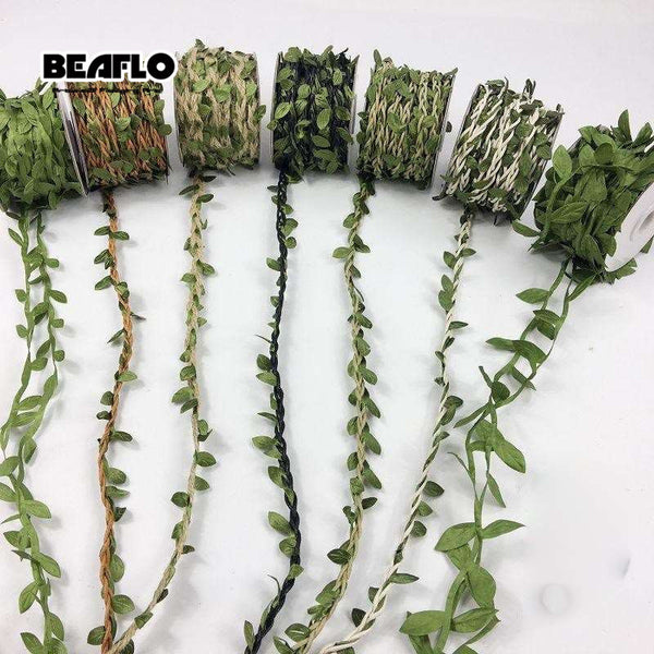 10M Artificial Vine Leaf Decoration Vivid Rattan Leaf Vagina Grass Fake Plants Cord String Leaves For Home Garden Party Decor