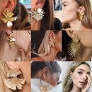 Tocona 15 Style Charming Big Flowers Drop Earrings for Women Butterfly Gold Metal Pearl Stone Leaf Geometric Jewelry Pendiente