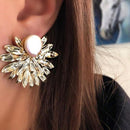 Tocona 15 Style Charming Big Flowers Drop Earrings for Women Butterfly Gold Metal Pearl Stone Leaf Geometric Jewelry Pendiente