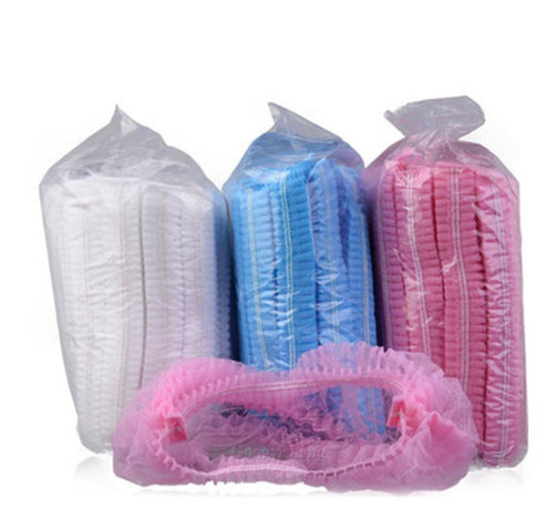 Hot sale 10PCS Non-woven Disposable Shower Caps Pleated Anti Dust Hat Women Men Bath Caps for Spa Hair Salon Beauty Accessories