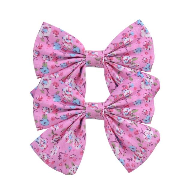 2019 Lovely Baby Girls Print Flower Bohemian Style Bow BB Hair Clips Headwear Children Cute Cotton Hairpins Hair Accessories