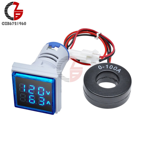 AC 50-500V 0-100A Square LED Digital Voltmeter Ammeter 110V 220V Voltage Current Meter Voltammeter Car Volt Amp Tester Detector